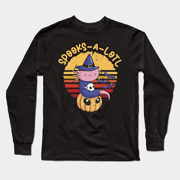 Funny Halloween Spooks-A-Lotl Pastel Kawaii Axolotl Costume Long Sleeve T-Shirt by Vixel Art